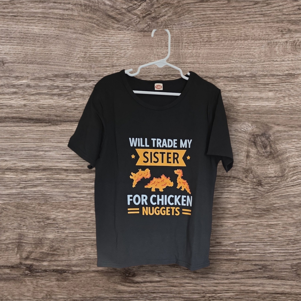 Black Kids Shirt with Fun Nugget Print